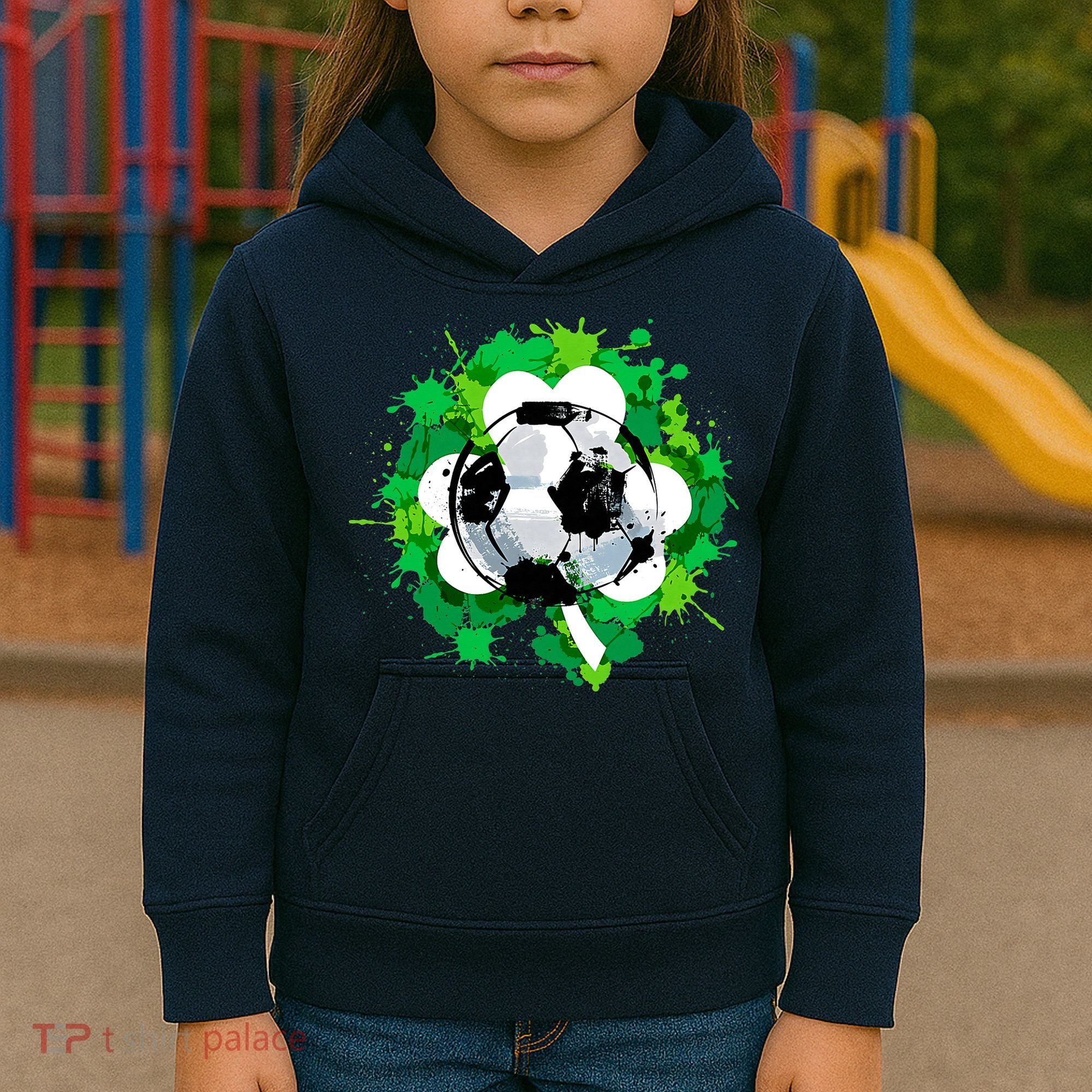 St Patrick's Day Soccer St Pattys Shamrock Kids Hoodie