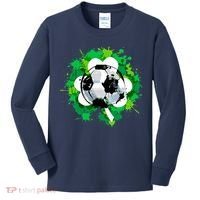 St Patrick's Day Soccer St Pattys Shamrock Kids Long Sleeve Shirt thumb 0