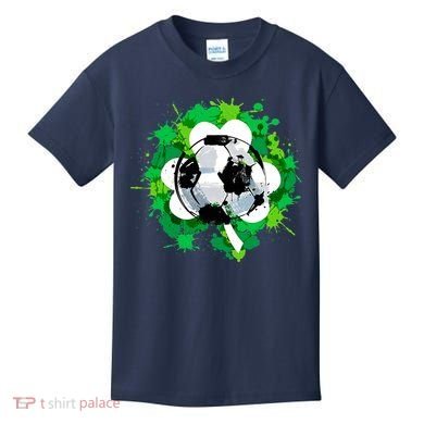 St Patrick's Day Soccer St Pattys Shamrock Kids T-Shirt
