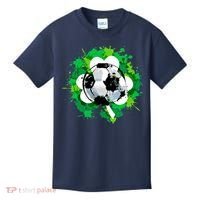 St Patrick's Day Soccer St Pattys Shamrock Kids T-Shirt thumb 0
