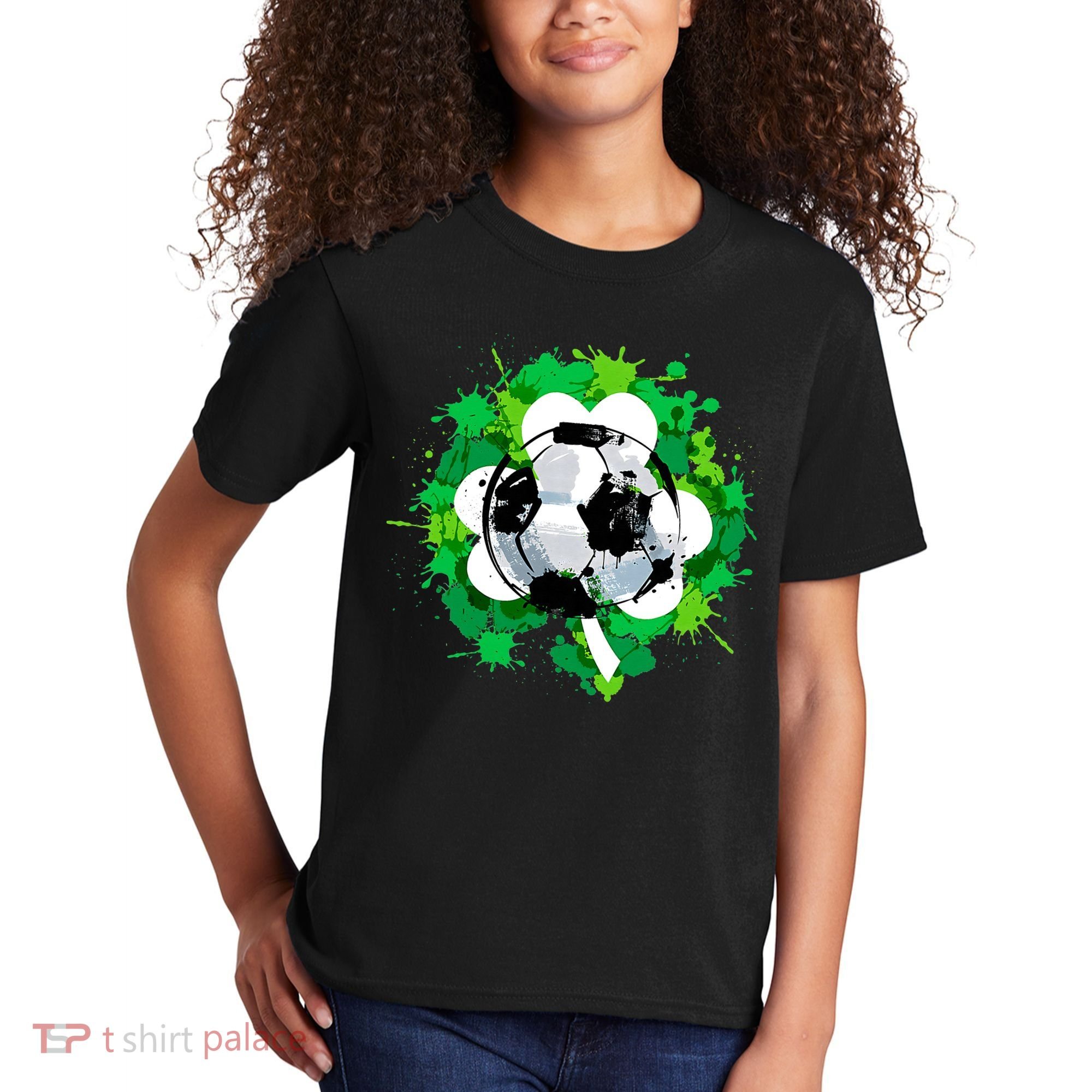 St Patrick's Day Soccer St Pattys Shamrock Kids T-Shirt