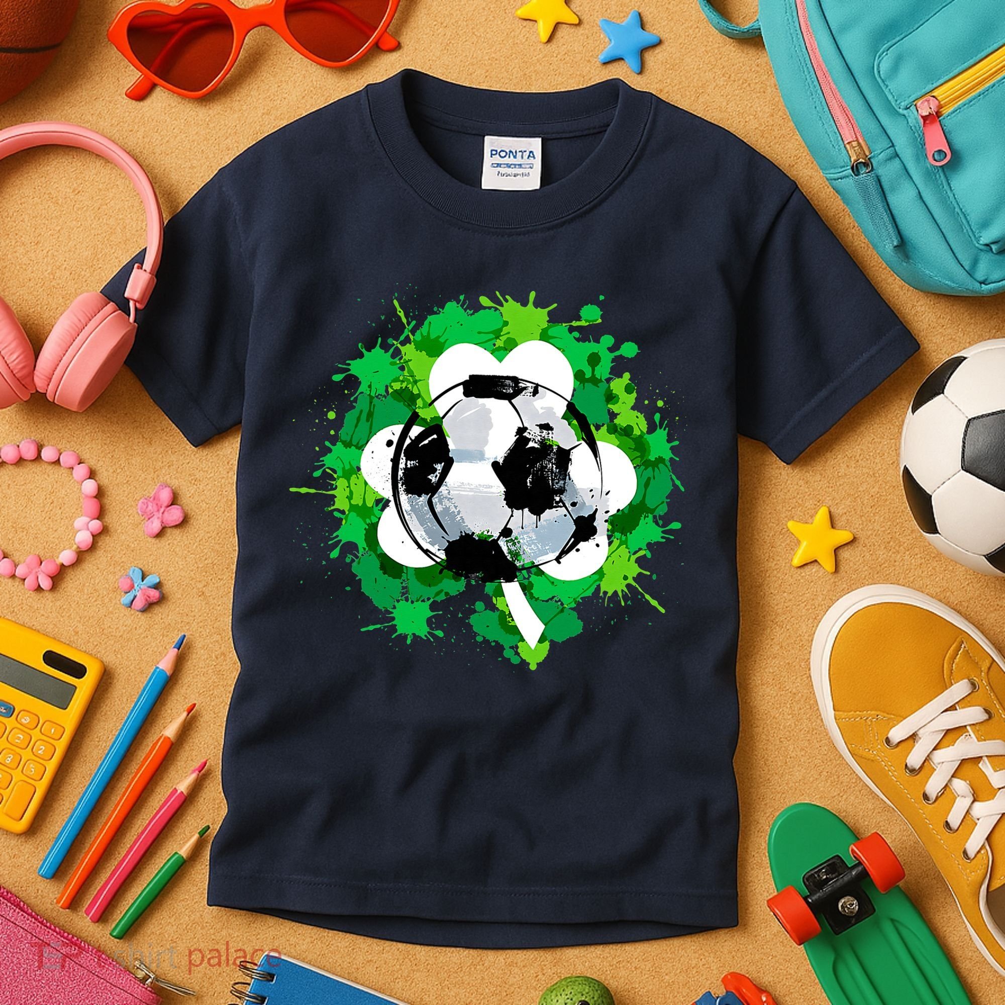 St Patrick's Day Soccer St Pattys Shamrock Kids T-Shirt