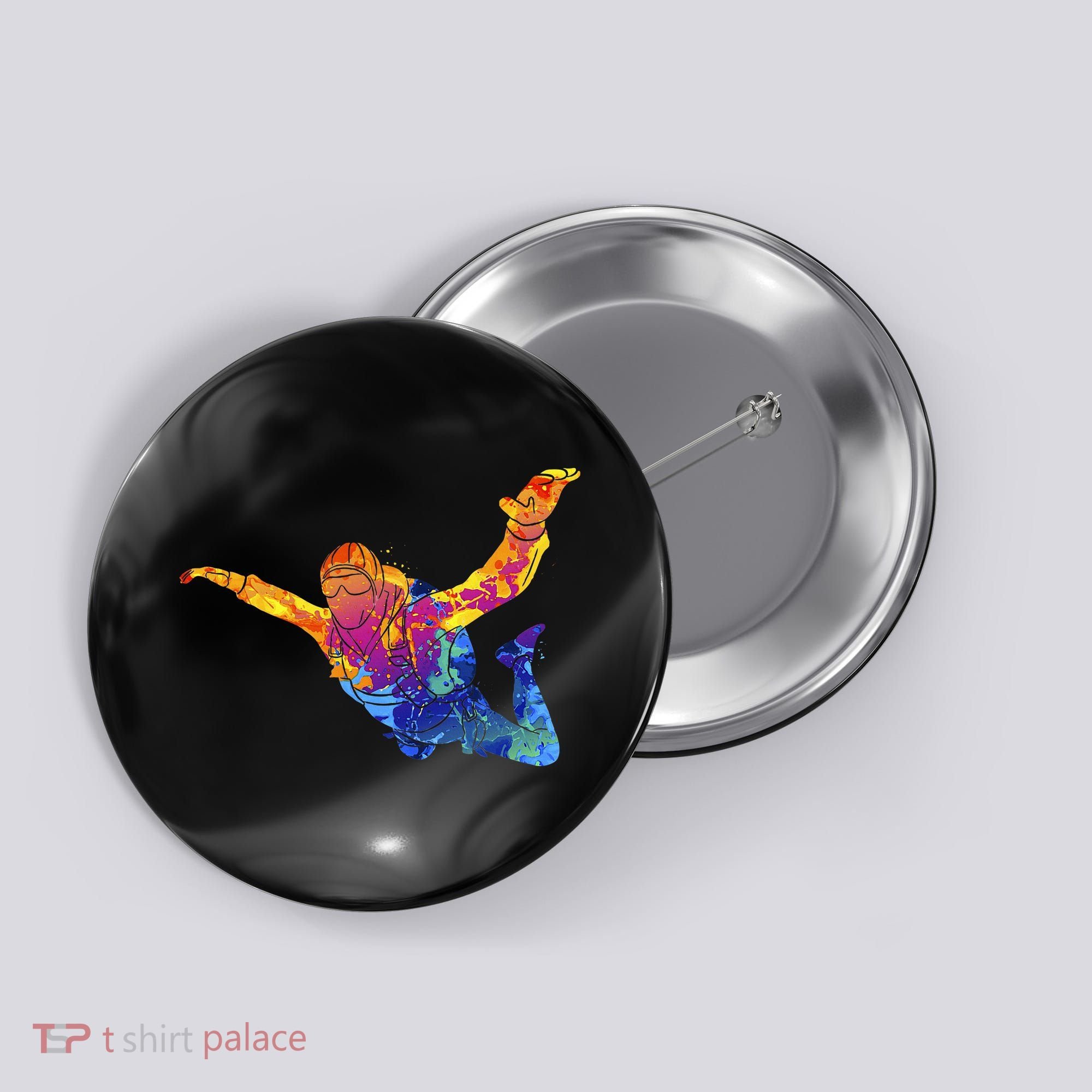 Skydiving Parachutust Extreme Sport Button