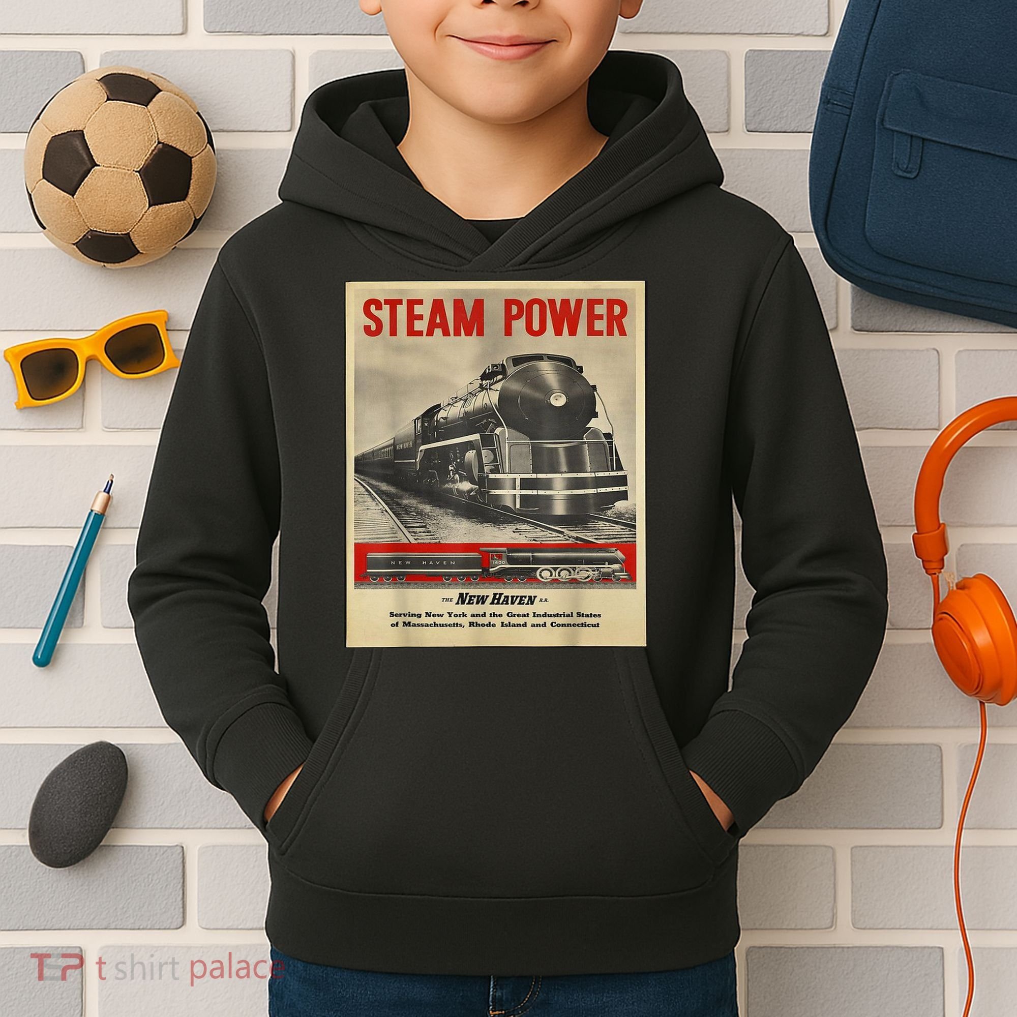 Steam Power Engine Train Kids Hoodie
