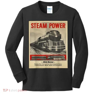 Steam Power Engine Train Kids Long Sleeve Shirt