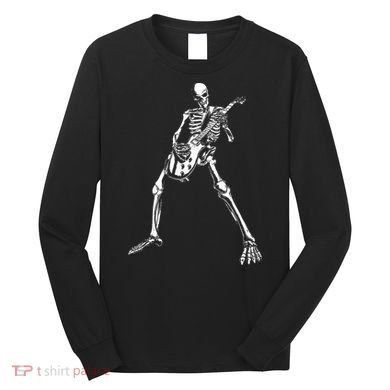 Skeleton Playing Electric Guitar Solo Long Sleeve Shirt