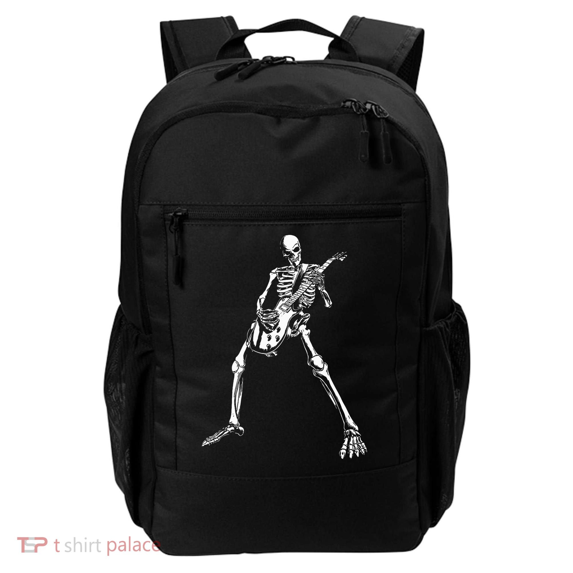 Skeleton Playing Electric Guitar Solo Backpack