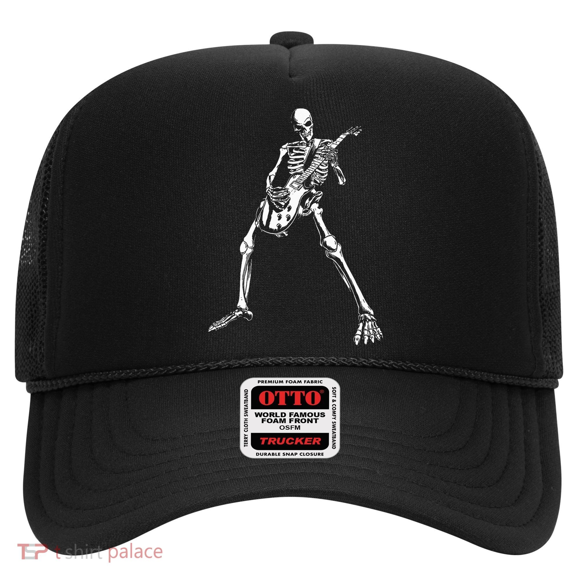 Skeleton Playing Electric Guitar Solo Hat