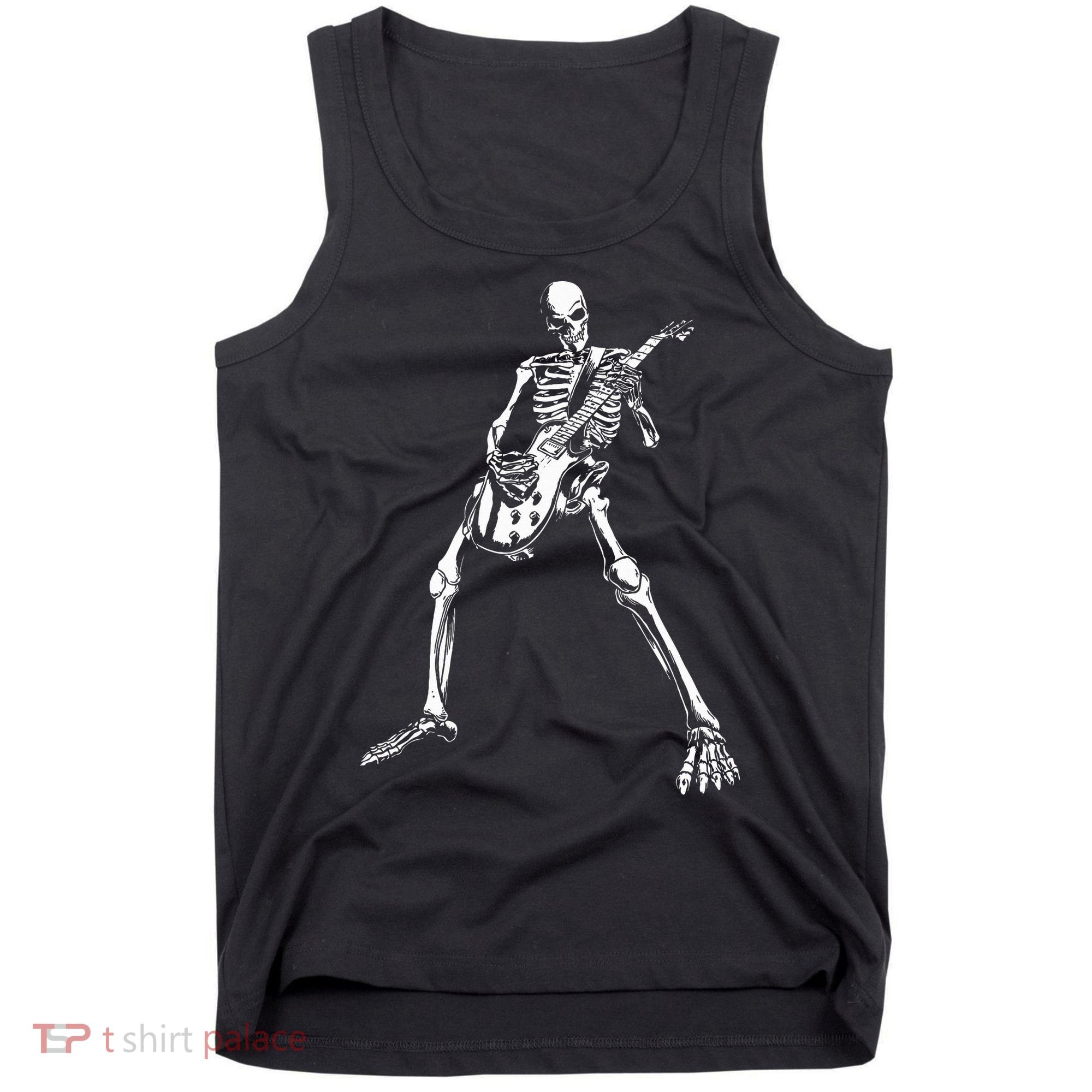 Skeleton Playing Electric Guitar Solo Tank Top