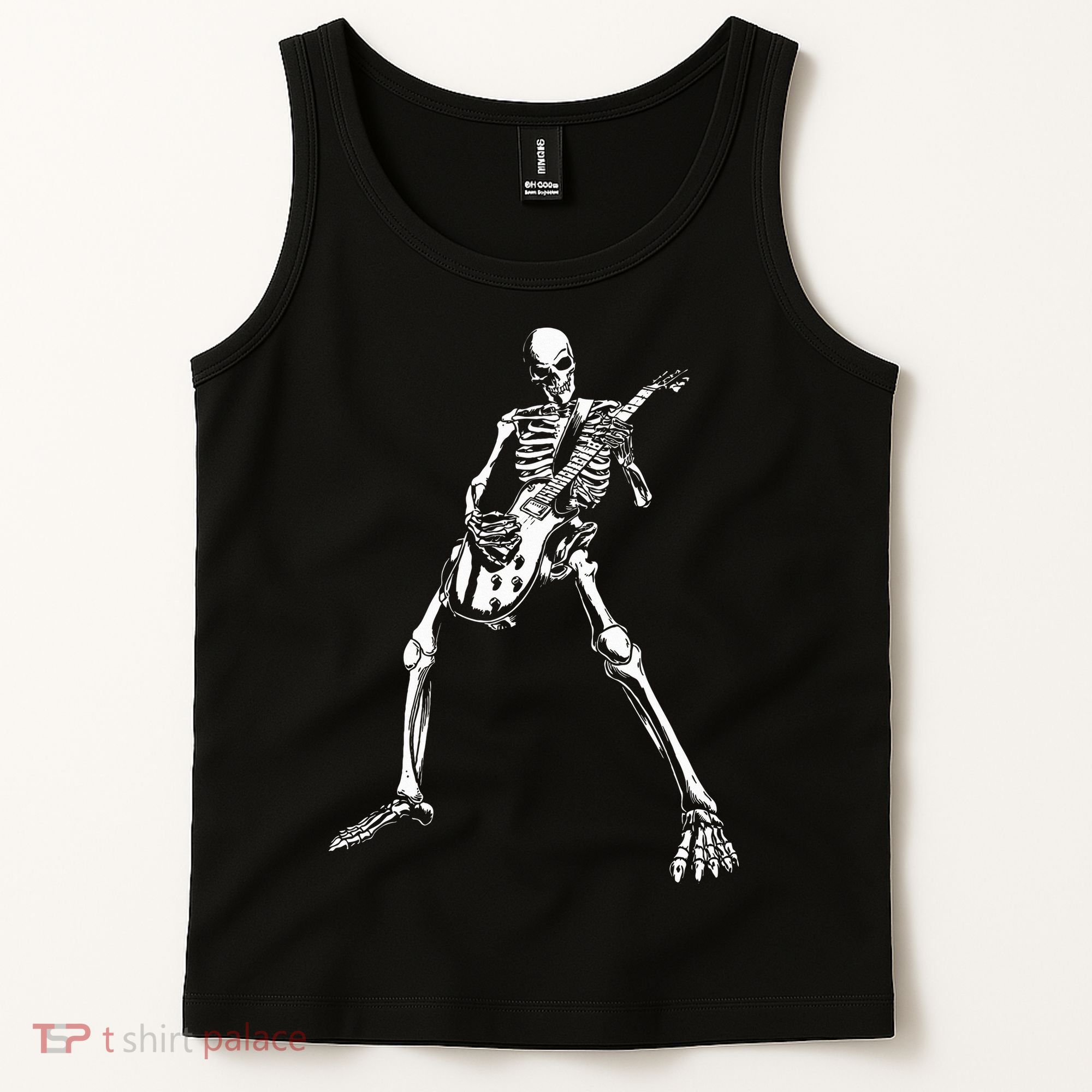 Skeleton Playing Electric Guitar Solo Tank Top
