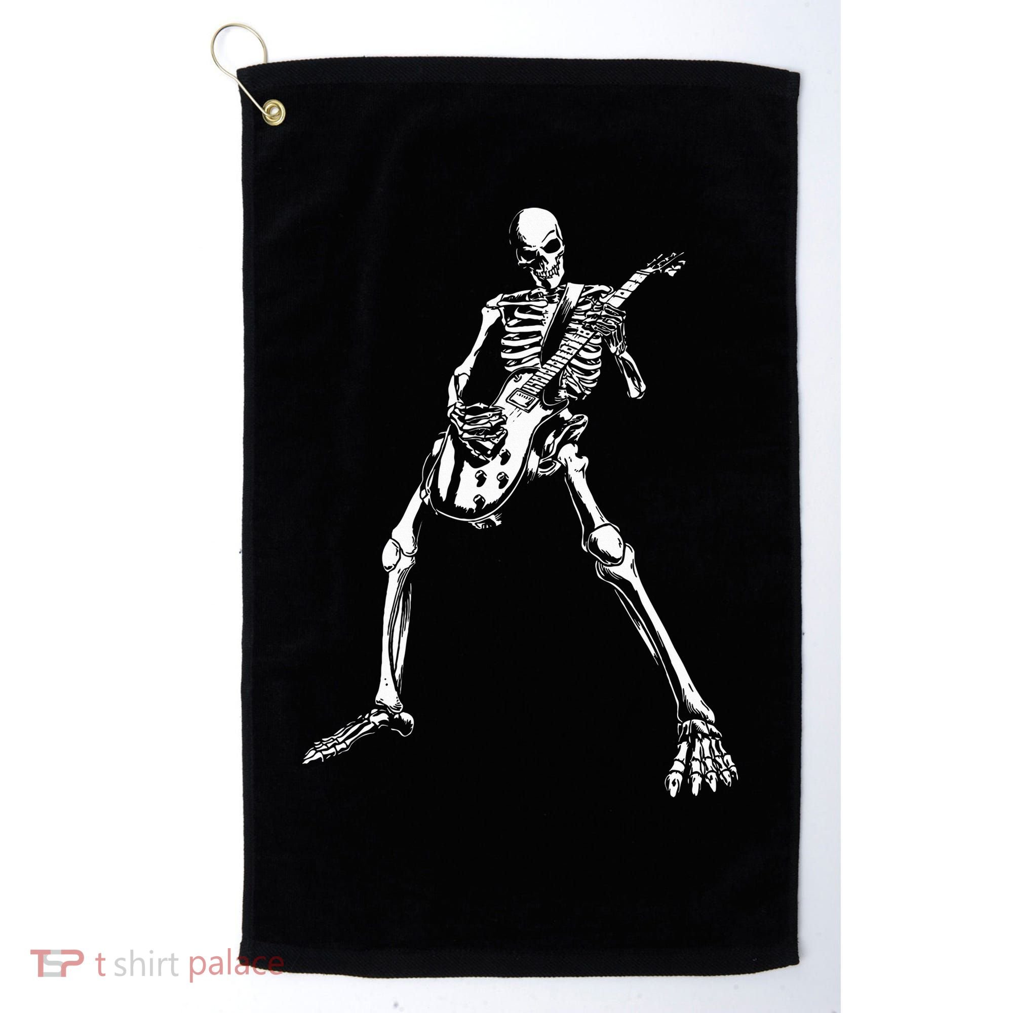 Skeleton Playing Electric Guitar Solo Golf Towel