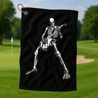 Skeleton Playing Electric Guitar Solo Golf Towel thumb 1