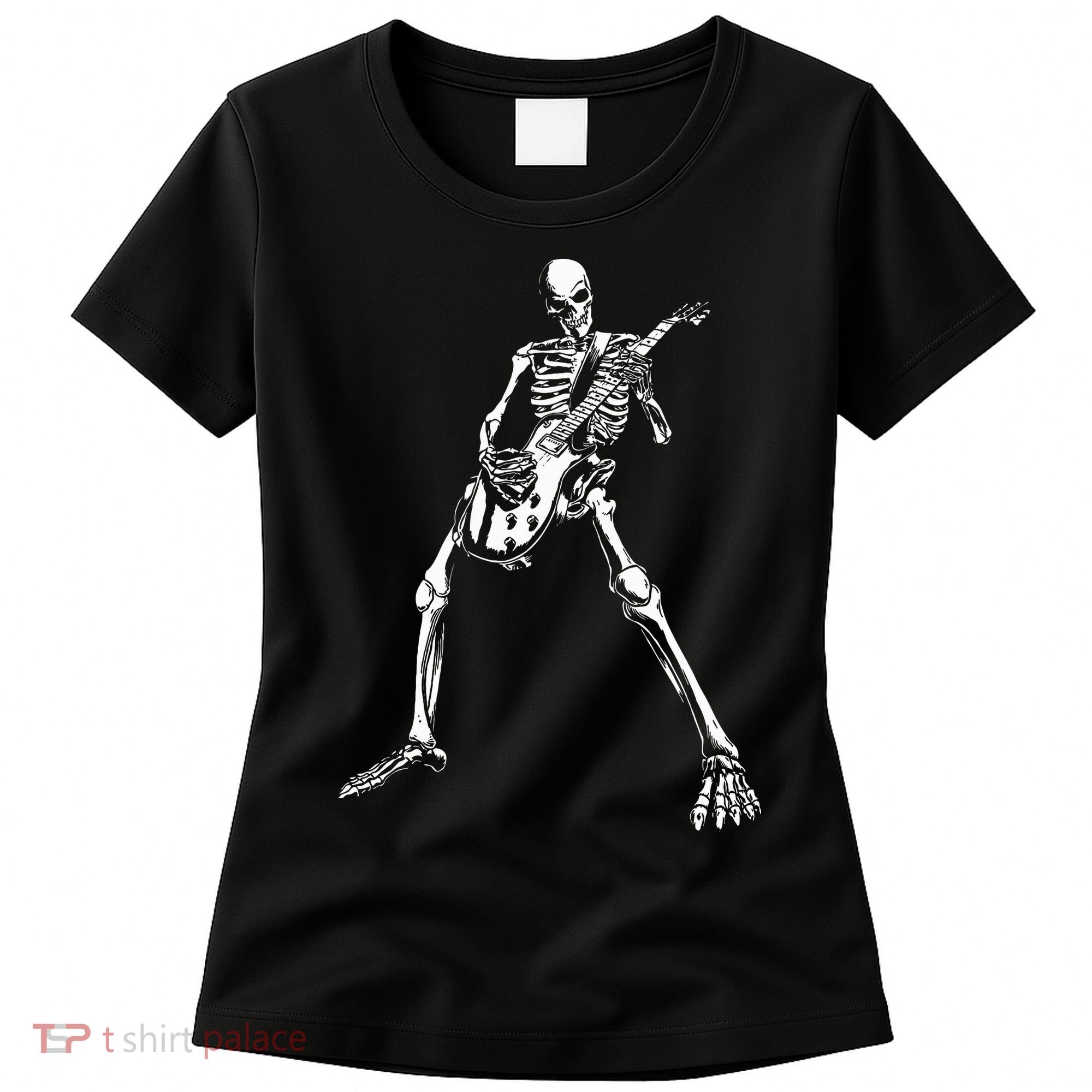 Skeleton Playing Electric Guitar Solo Women's T-Shirt