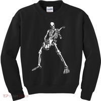Skeleton Playing Electric Guitar Solo Kids Sweatshirt thumb 0