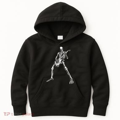 Skeleton Playing Electric Guitar Solo Kids Hoodie