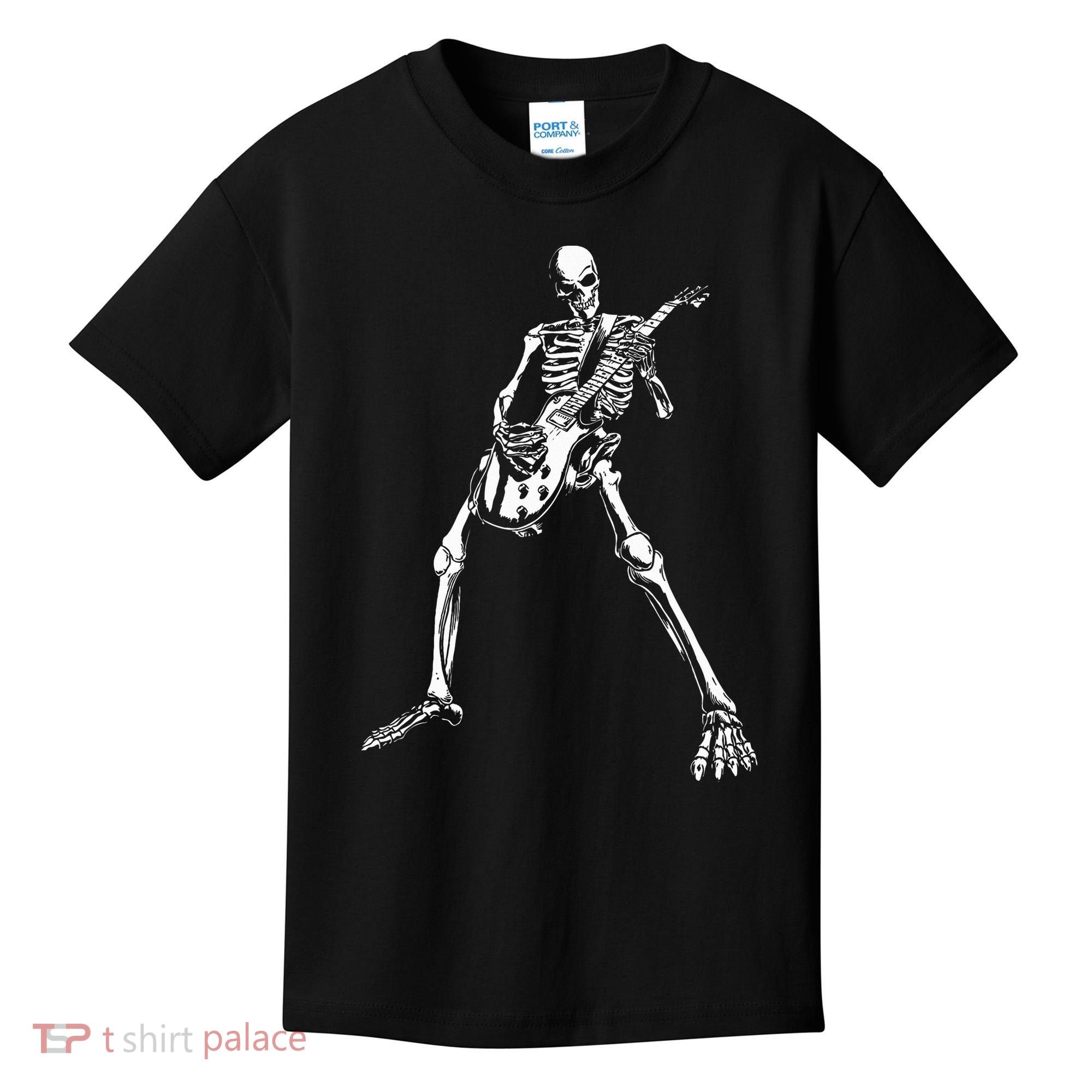 Skeleton Playing Electric Guitar Solo Kids T-Shirt