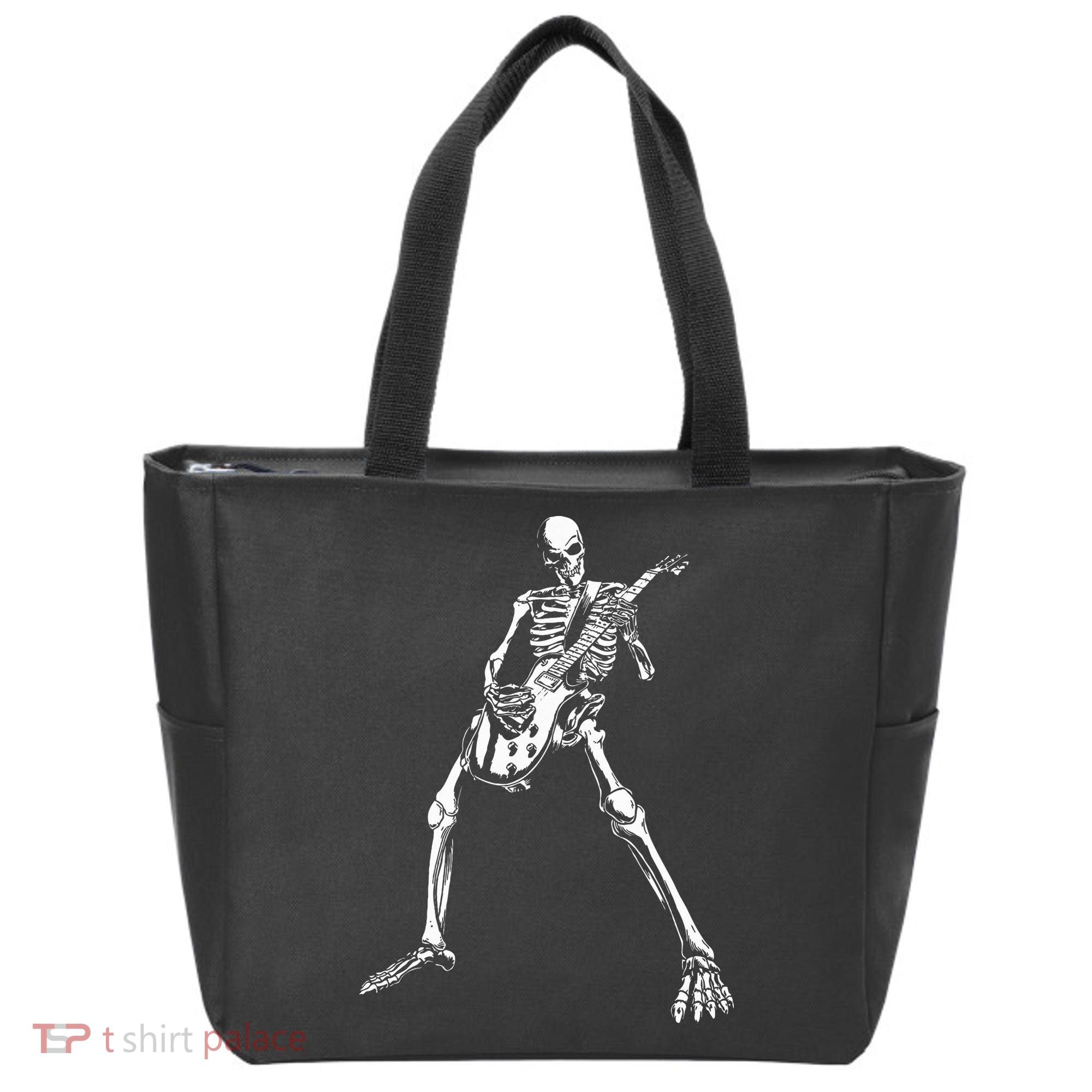 Skeleton Playing Electric Guitar Solo Tote Bag