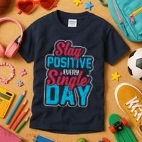 Stay Positive Every Single Day Kids T-Shirt thumb 3