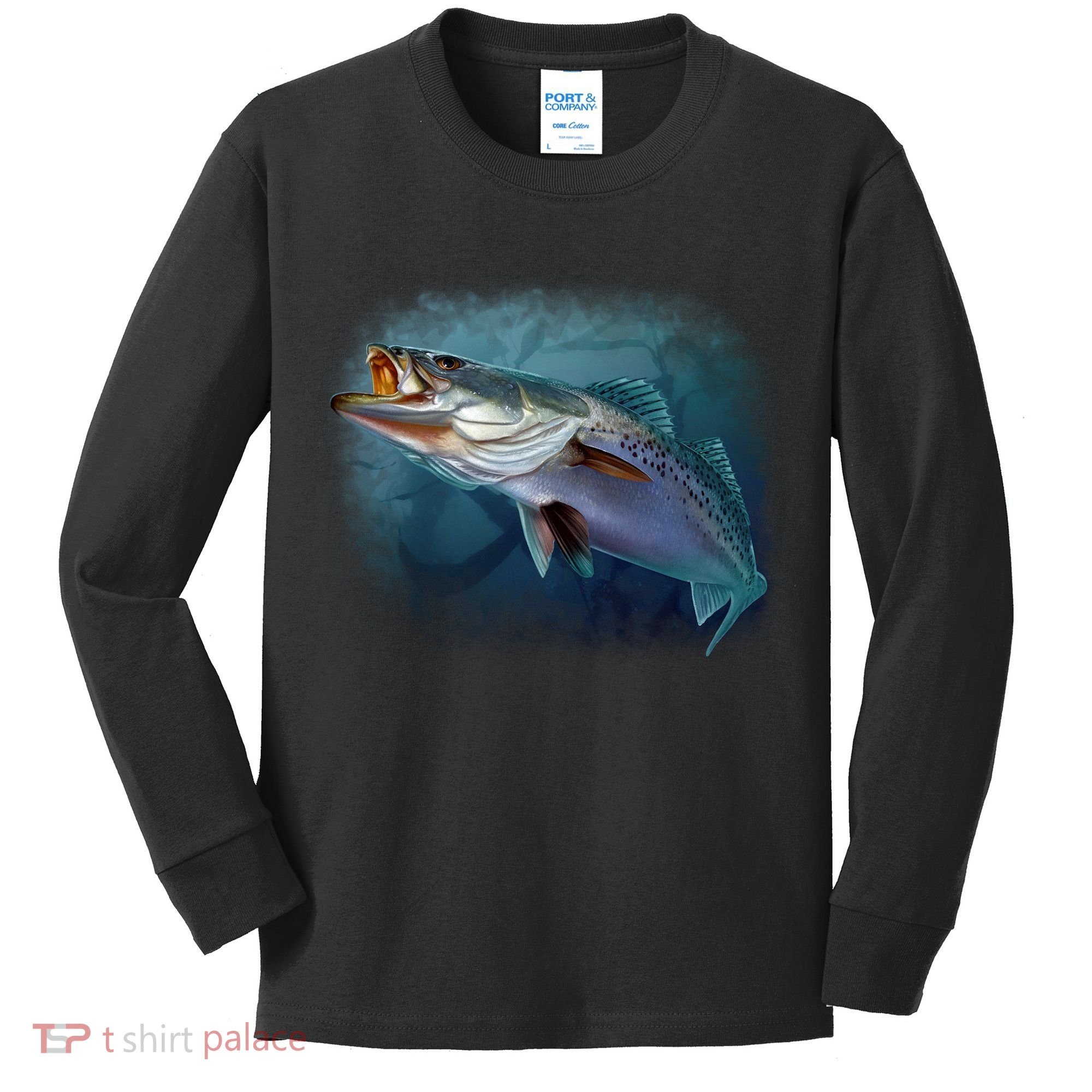 Speck Trout Fish Kids Long Sleeve Shirt
