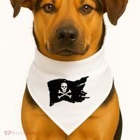 Skull Pirate Flag Jolly Roger Crossbones USA-Made Doggie Bandana thumb 1