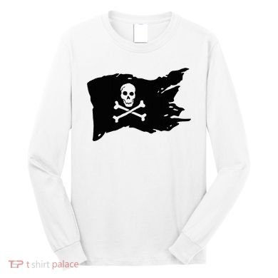 Skull Pirate Flag Jolly Roger Crossbones Long Sleeve Shirt