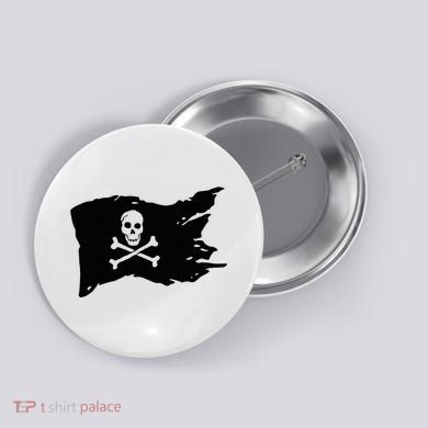 Skull Pirate Flag Jolly Roger Crossbones Button
