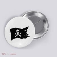Skull Pirate Flag Jolly Roger Crossbones Button thumb 0