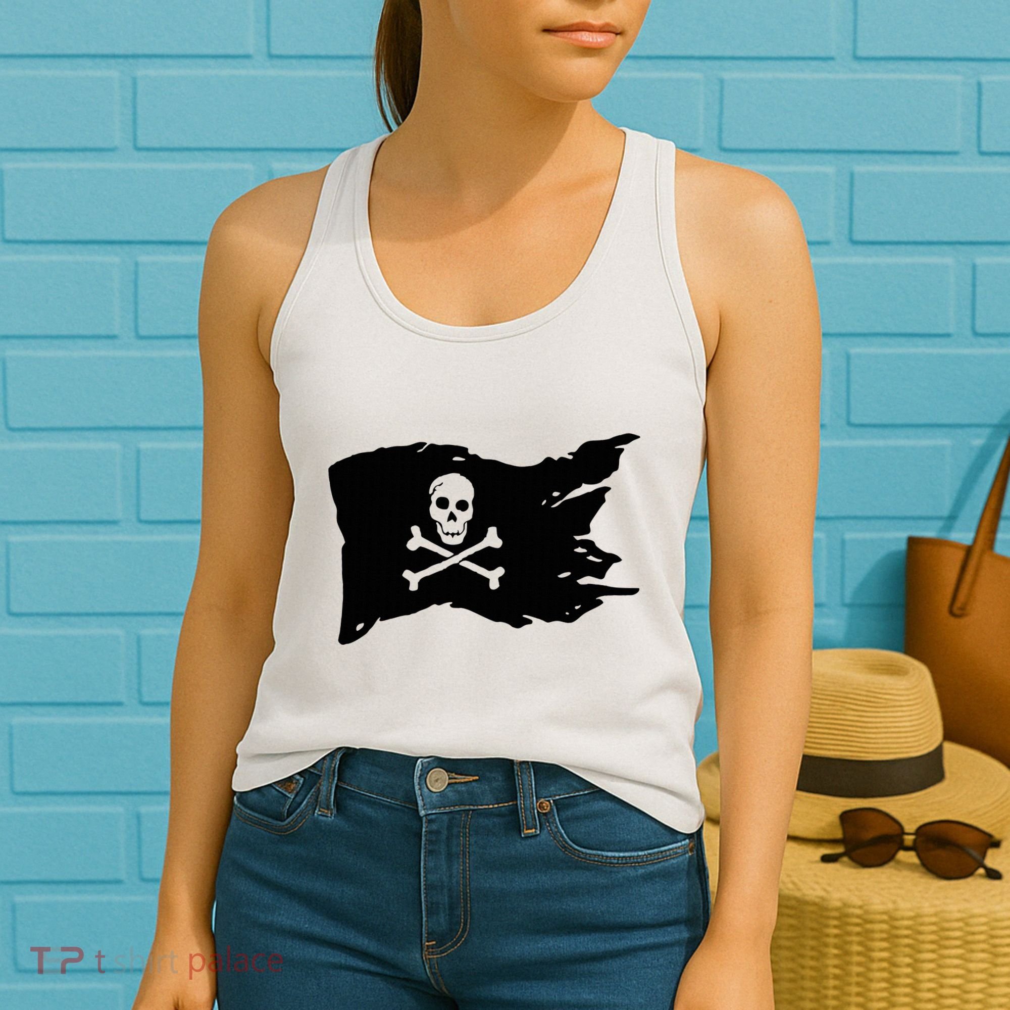 Skull Pirate Flag Jolly Roger Crossbones Women's Tank Top