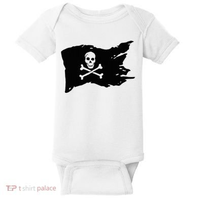 Skull Pirate Flag Jolly Roger Crossbones Baby Bodysuit