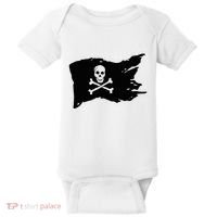 Skull Pirate Flag Jolly Roger Crossbones Baby Bodysuit thumb 0