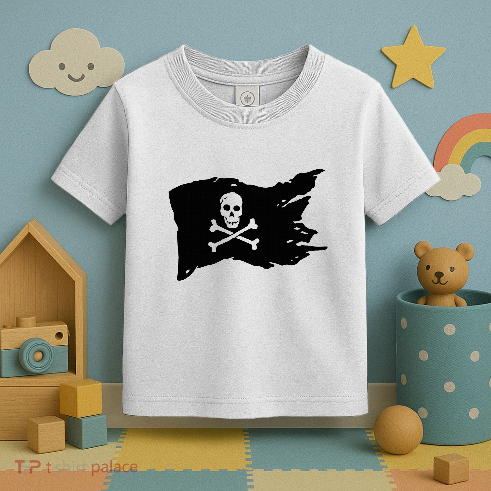 Skull Pirate Flag Jolly Roger Crossbones Toddler T-Shirt