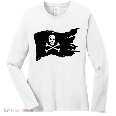 Skull Pirate Flag Jolly Roger Crossbones Women's Long Sleeve Shirt