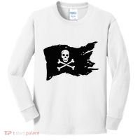 Skull Pirate Flag Jolly Roger Crossbones Kids Long Sleeve Shirt thumb 0