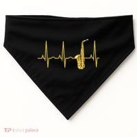 Saxophone Player Funny Gift Sax Heartbeat Hooded Cute Gift Gift USA-Made Doggie Bandana thumb 0