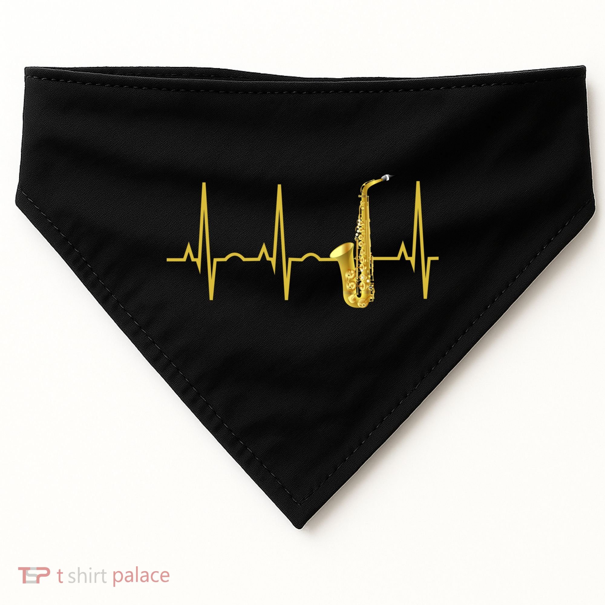 Saxophone Player Funny Gift Sax Heartbeat Hooded Cute Gift Gift USA-Made Doggie Bandana