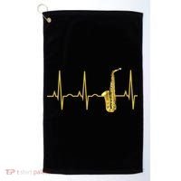 Saxophone Player Funny Gift Sax Heartbeat Hooded Cute Gift Gift Golf Towel thumb 0