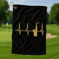 Saxophone Player Funny Gift Sax Heartbeat Hooded Cute Gift Gift Golf Towel thumb 1