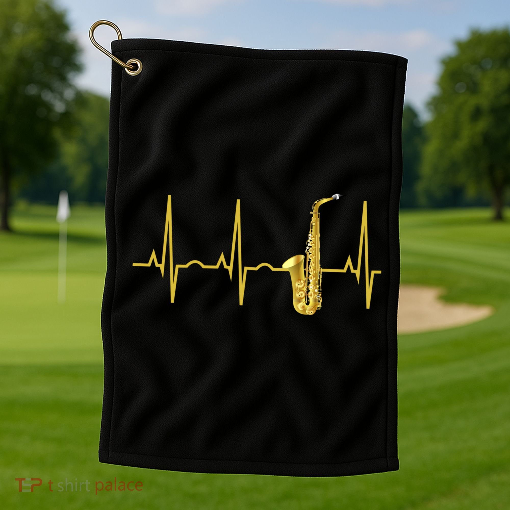 Saxophone Player Funny Gift Sax Heartbeat Hooded Cute Gift Gift Golf Towel