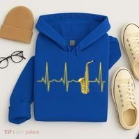 Saxophone Player Funny Gift Sax Heartbeat Hooded Cute Gift Gift Hoodie thumb 4