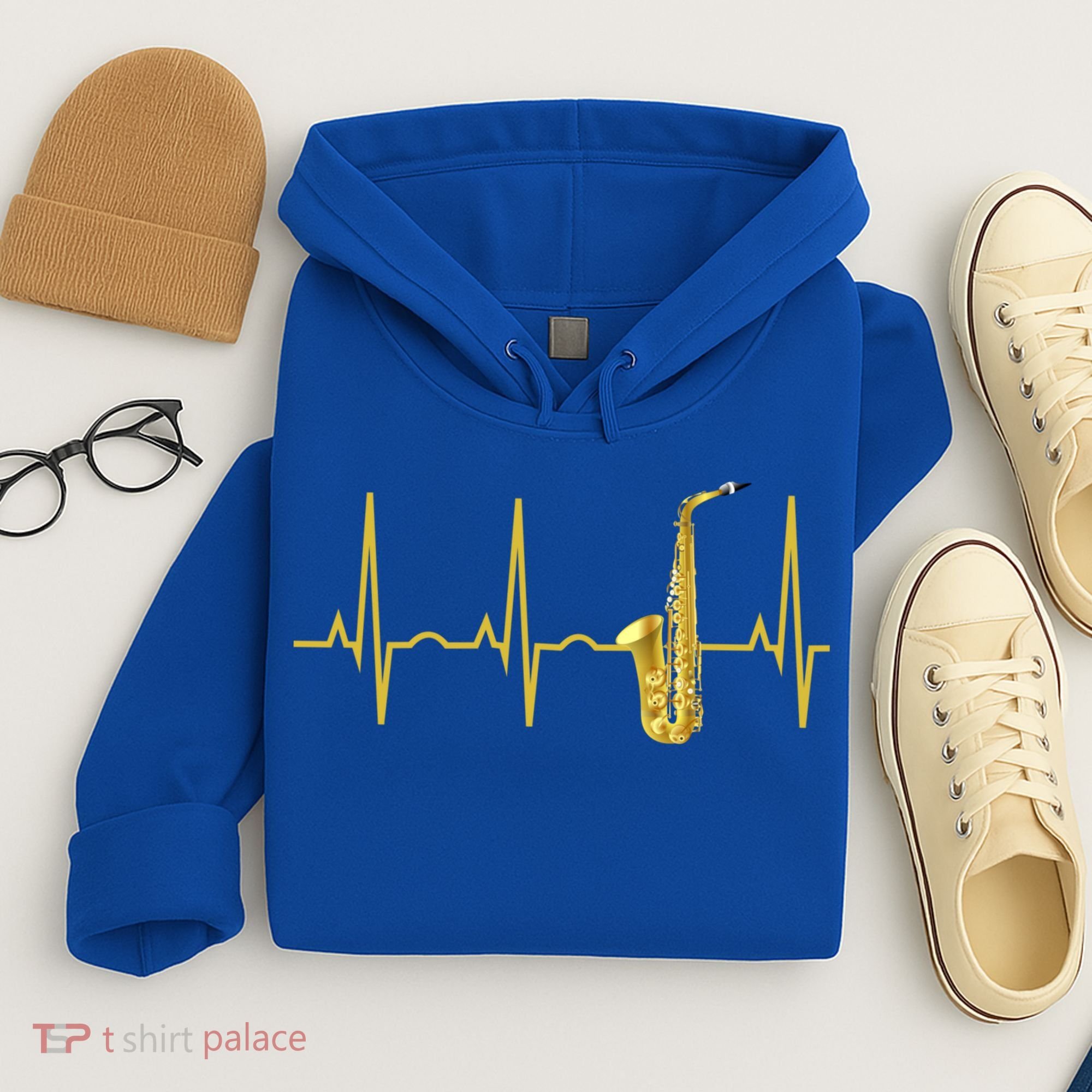 Saxophone Player Funny Gift Sax Heartbeat Hooded Cute Gift Gift Hoodie