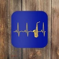 Saxophone Player Funny Gift Sax Heartbeat Hooded Cute Gift Gift Coaster thumb 0