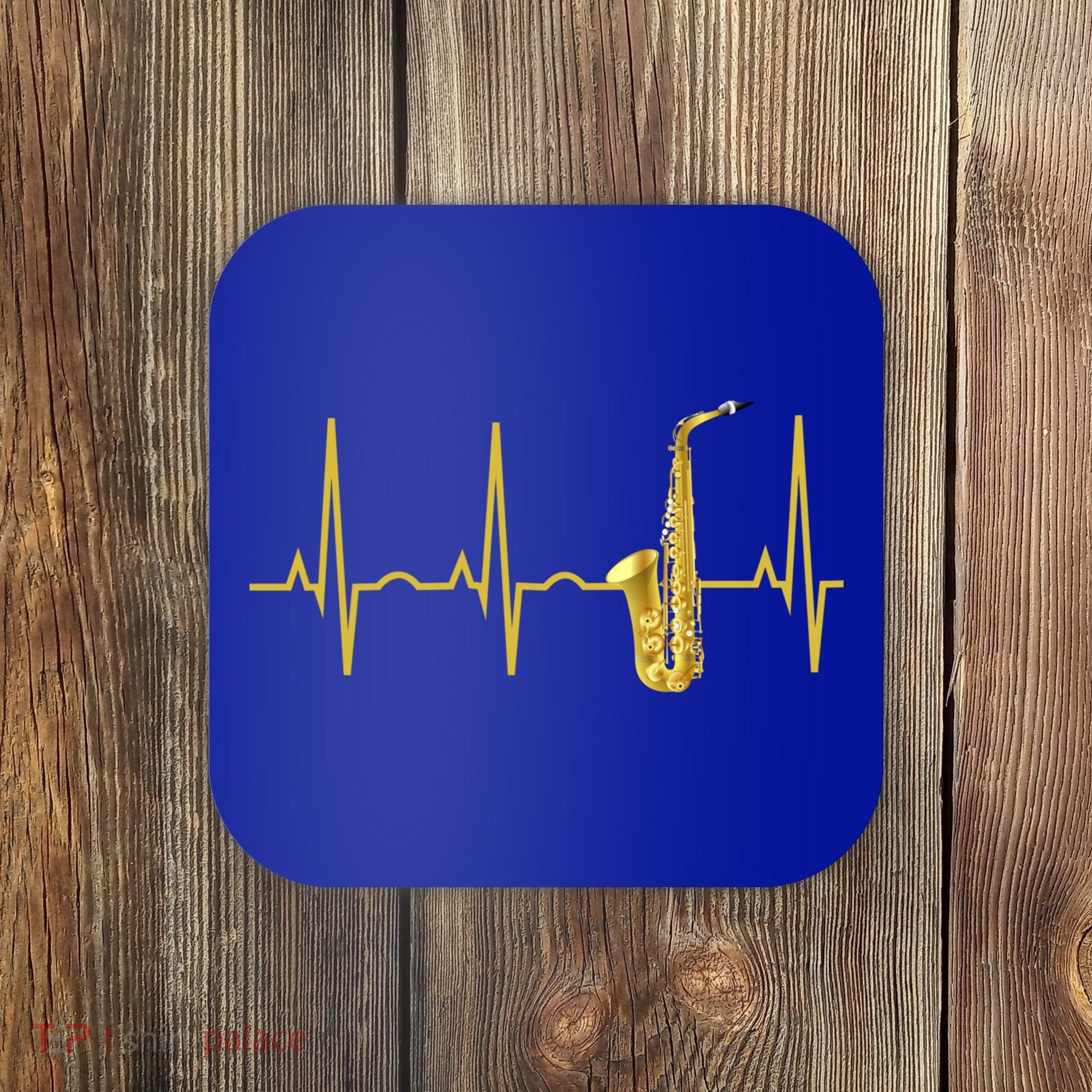 Saxophone Player Funny Gift Sax Heartbeat Hooded Cute Gift Gift Coaster