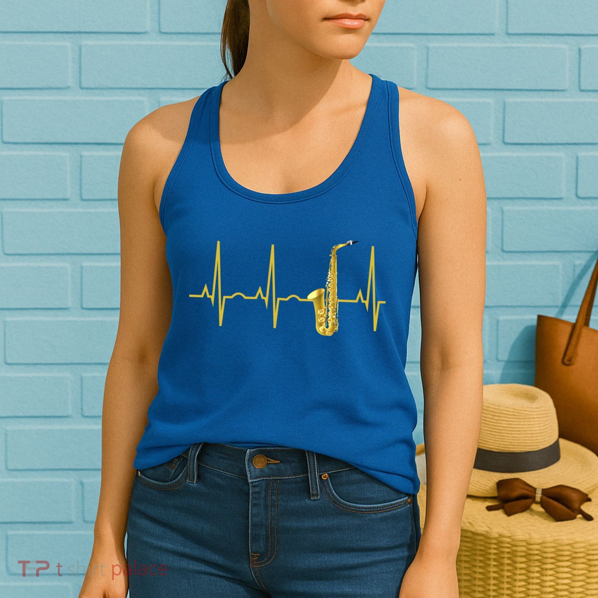 Saxophone Player Funny Gift Sax Heartbeat Hooded Cute Gift Gift Women's Tank Top