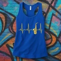 Saxophone Player Funny Gift Sax Heartbeat Hooded Cute Gift Gift Women's Tank Top thumb 3