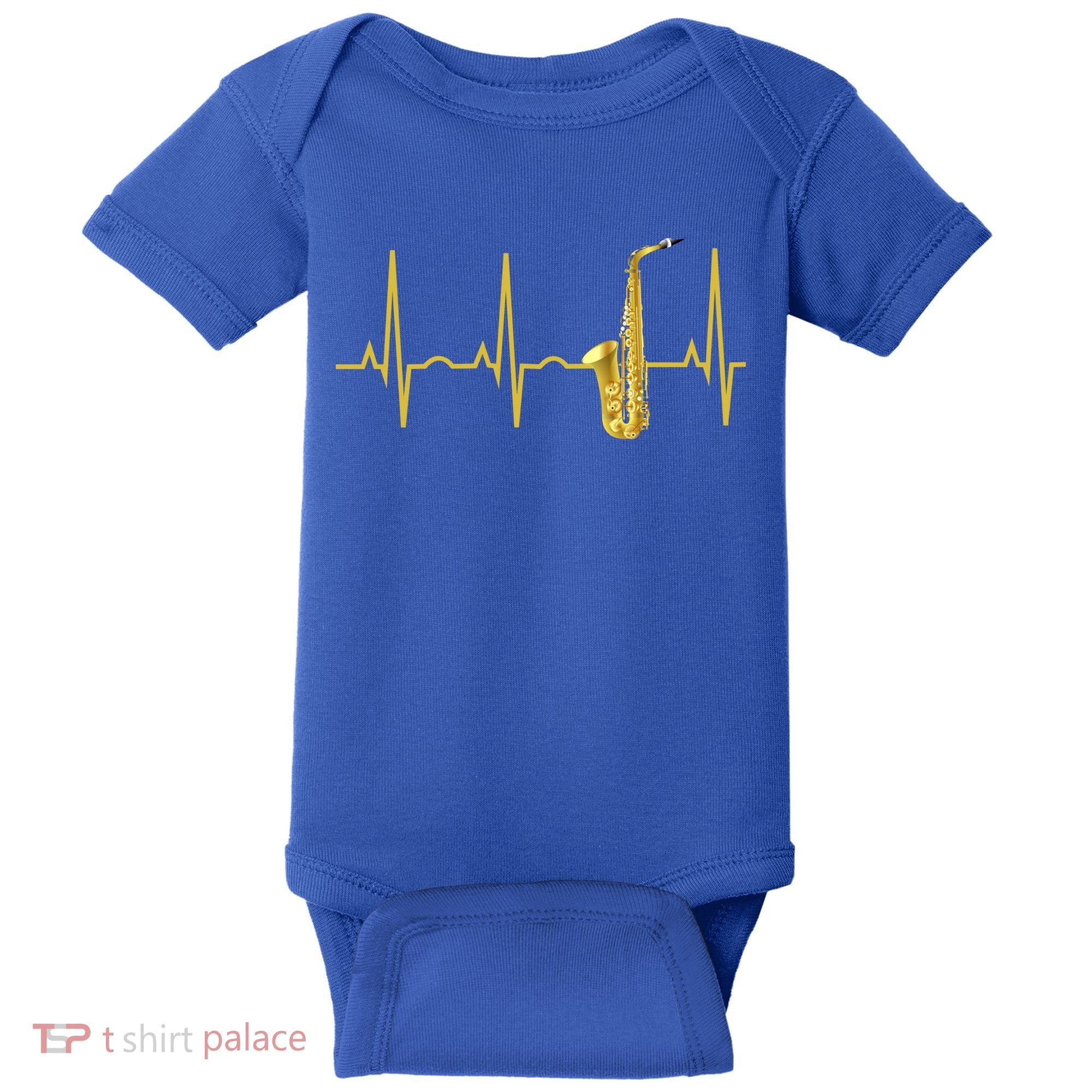 Saxophone Player Funny Gift Sax Heartbeat Hooded Cute Gift Gift Baby Bodysuit