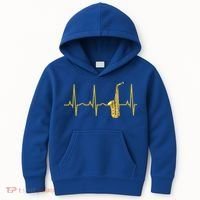 Saxophone Player Funny Gift Sax Heartbeat Hooded Cute Gift Gift Kids Hoodie thumb 0
