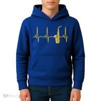Saxophone Player Funny Gift Sax Heartbeat Hooded Cute Gift Gift Kids Hoodie thumb 4