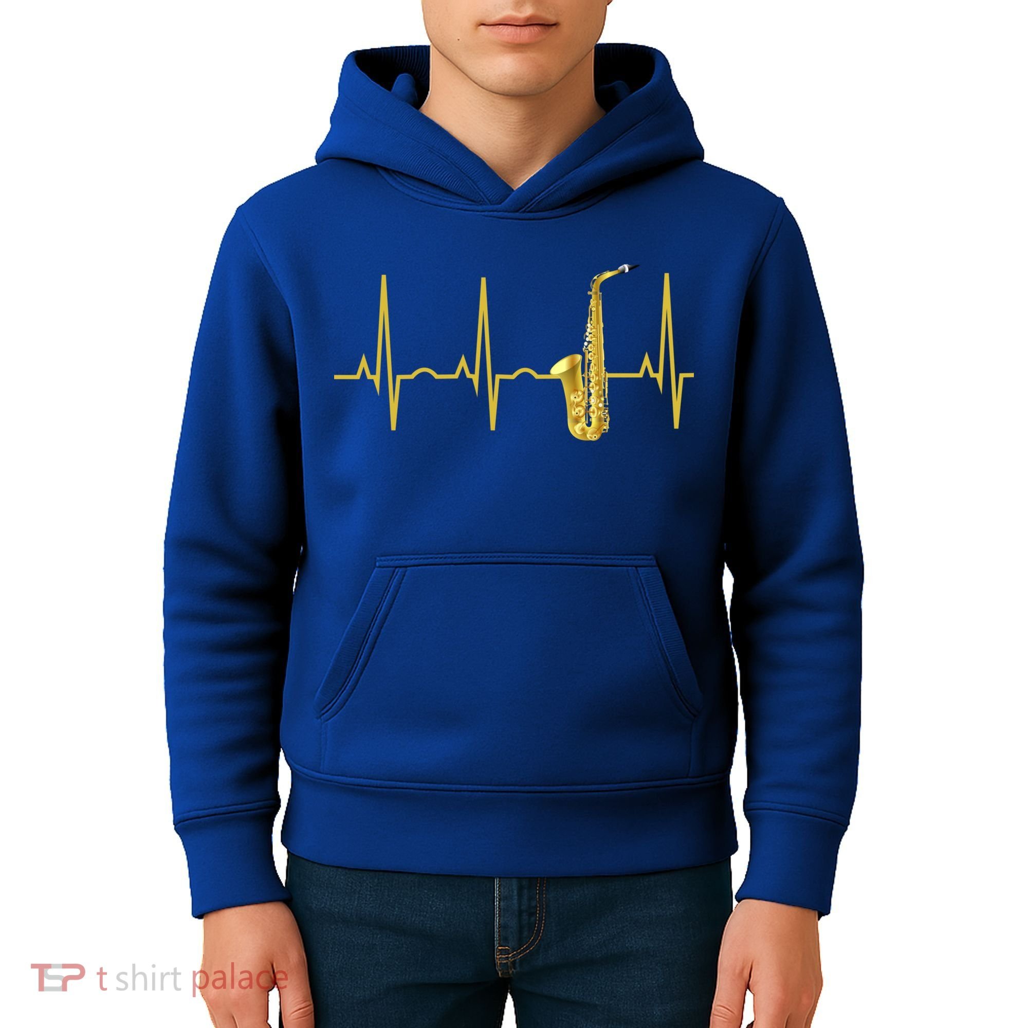Saxophone Player Funny Gift Sax Heartbeat Hooded Cute Gift Gift Kids Hoodie
