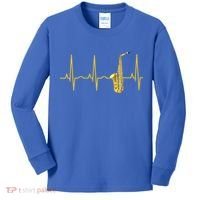 Saxophone Player Funny Gift Sax Heartbeat Hooded Cute Gift Gift Kids Long Sleeve Shirt thumb 0
