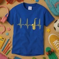 Saxophone Player Funny Gift Sax Heartbeat Hooded Cute Gift Gift Kids T-Shirt thumb 3